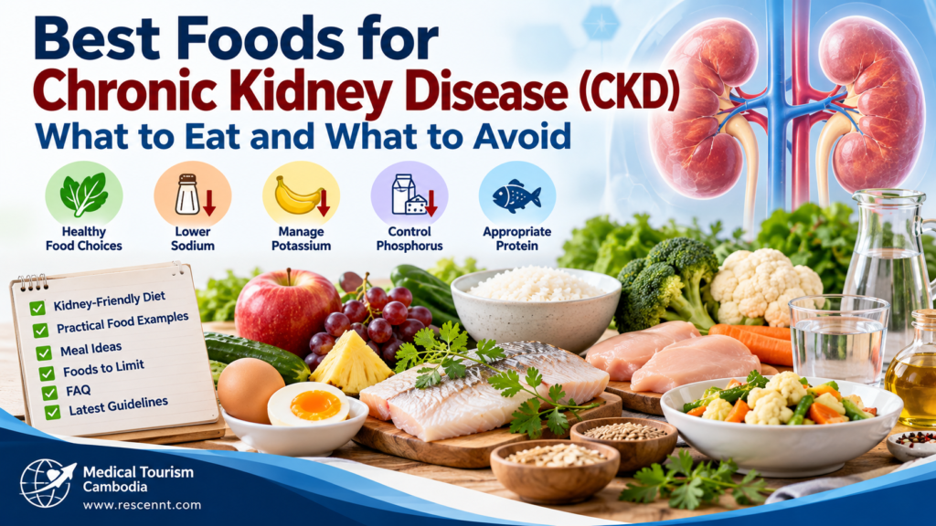 Best foods for chronic kidney disease, including rice, fish, chicken, eggs, fruits, and vegetables, with guidance on sodium, potassium, phosphorus, and protein.